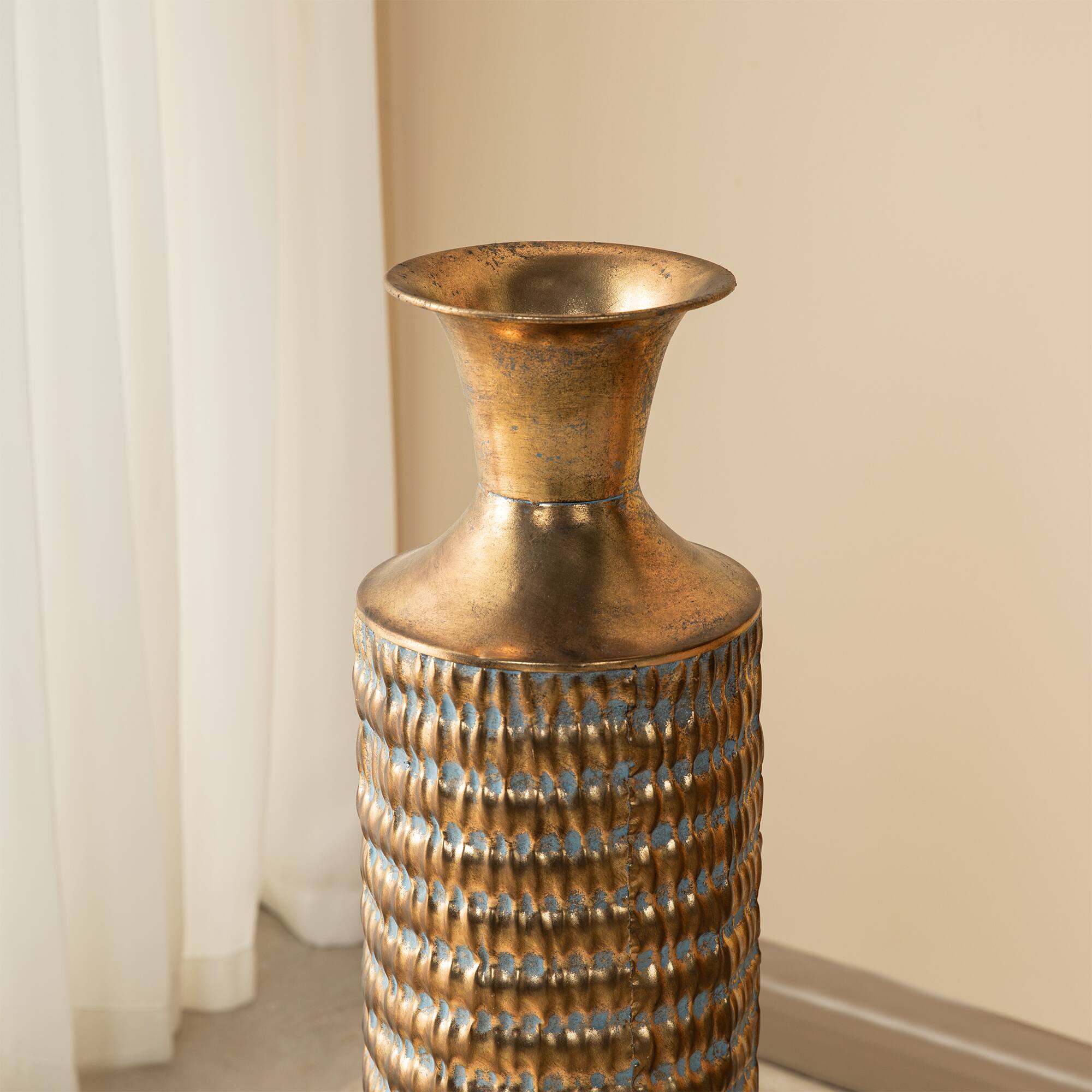 Glitzhome® Gold Embossed Verdigris Metal Floor Vases Set